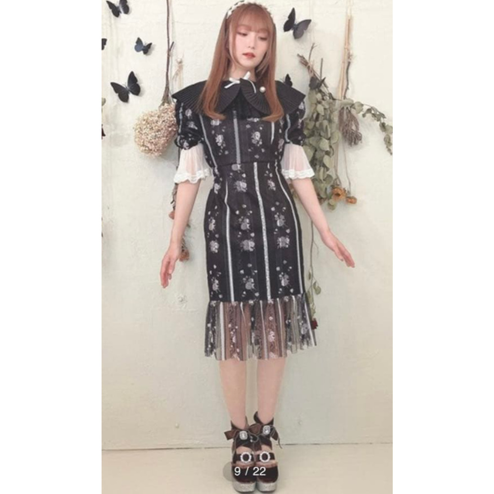 Swankiss TS Dry Rose MO/P Floral Midi Lace Dress Himekaji Gyaru Glam Japan - Picture 2 of 16
